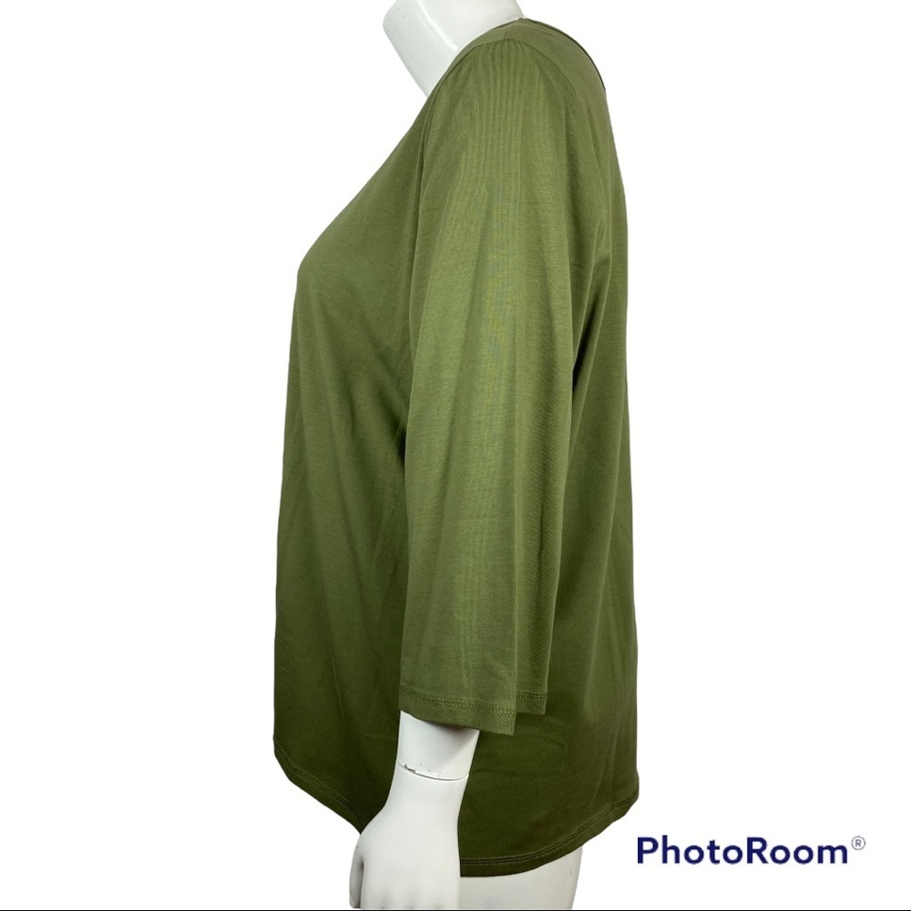 Denim & Co army green top - Picture 7 of 9